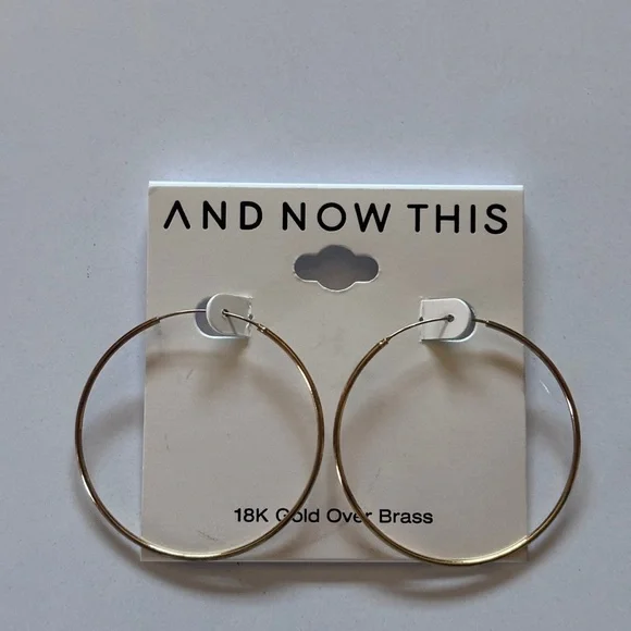 And Now This 18K Gold Over Brass 3" Hoop Earrings - Picture 3 of 4